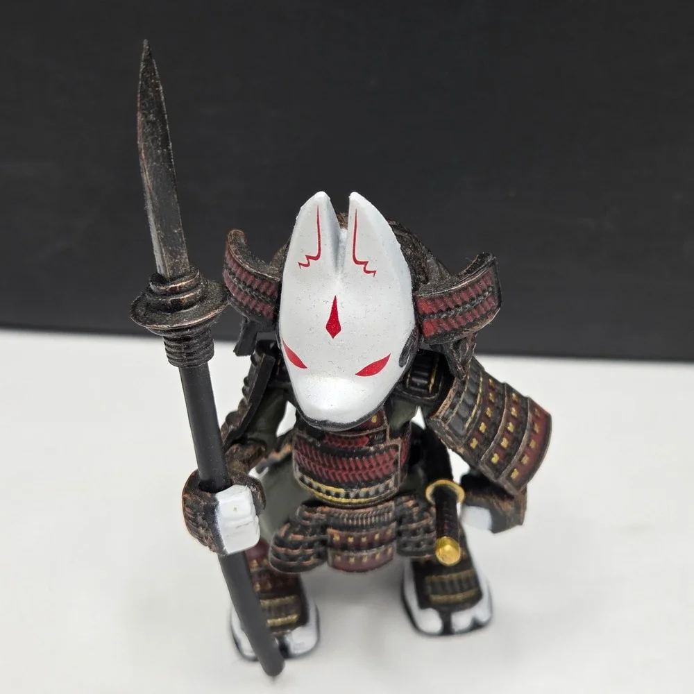 Dennou Daiku Kitsune Samurai Fox Figure Japanese Armor Spear Katana White Red